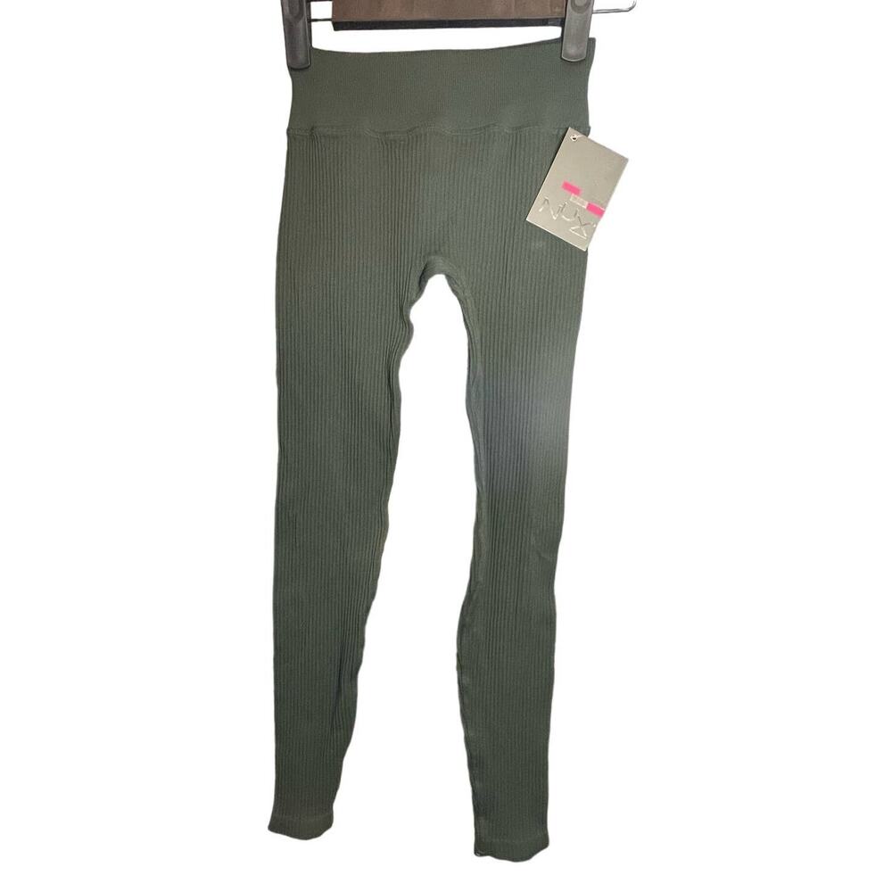 Nux Green Ribbed Compression Leggings - Size Small
